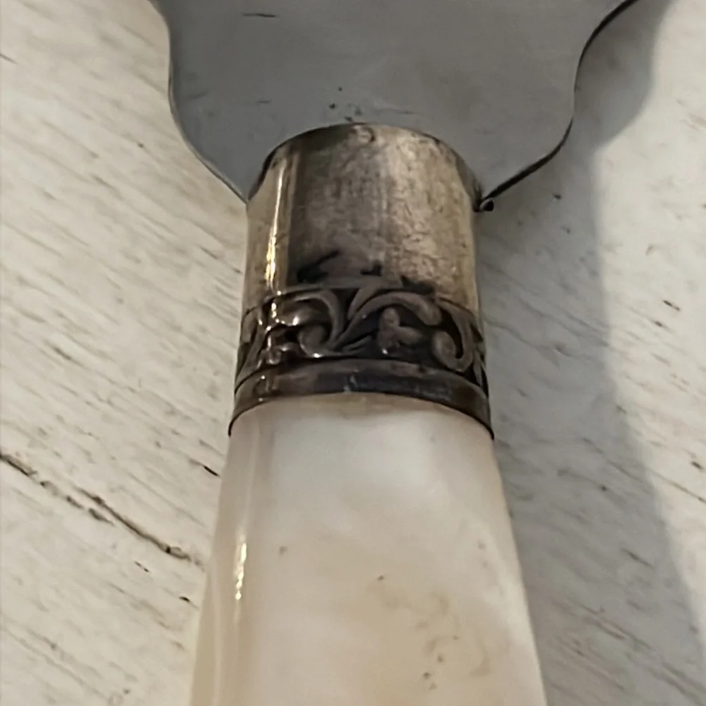 Antique Kottle “Keen Edge” mother of pearl & sterling silver carving knife 12”